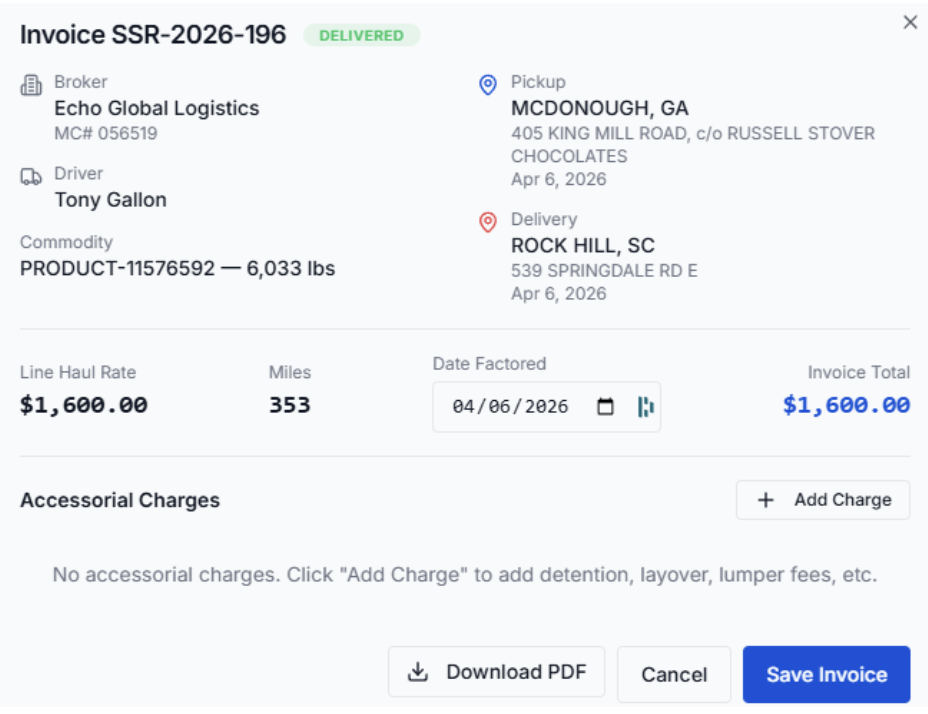 Broker / Shipper Invoicing